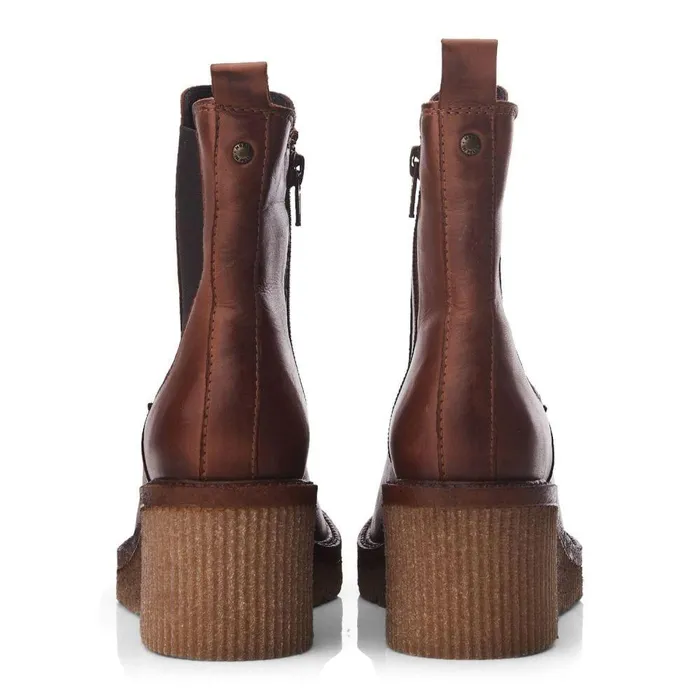 Women Moda In Pelle Heeled And Wedge Boots Audyn Tan Leather