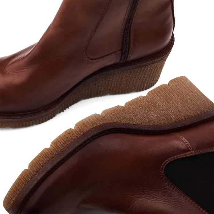 Women Moda In Pelle Heeled And Wedge Boots Audyn Tan Leather
