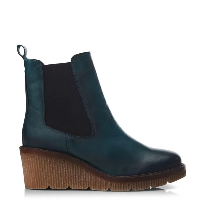 Women Moda In Pelle Heeled And Wedge Boots Audyn Teal Leather