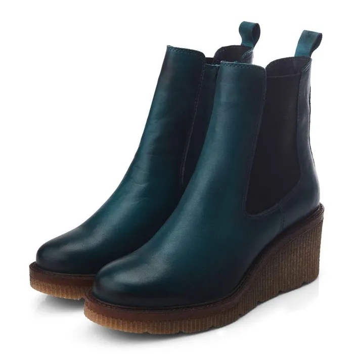 Women Moda In Pelle Heeled And Wedge Boots Audyn Teal Leather