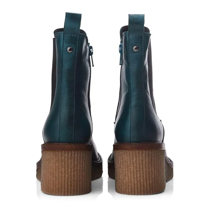 Women Moda In Pelle Heeled And Wedge Boots Audyn Teal Leather