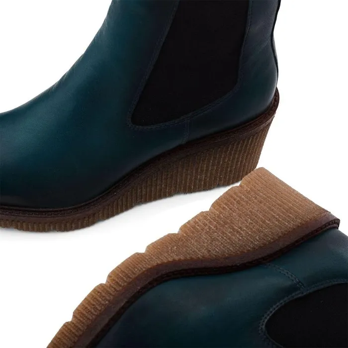 Women Moda In Pelle Heeled And Wedge Boots Audyn Teal Leather