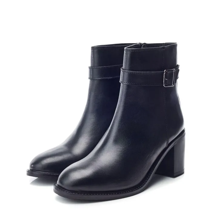Women Moda In Pelle Heeled And Wedge Boots Bsoleful BDolores Black Leather
