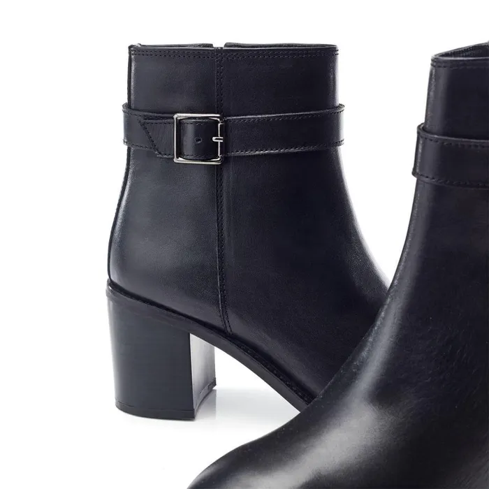 Women Moda In Pelle Heeled And Wedge Boots Bsoleful BDolores Black Leather