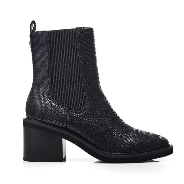 Women Moda In Pelle Heeled And Wedge Boots Calliope Black Snake Print