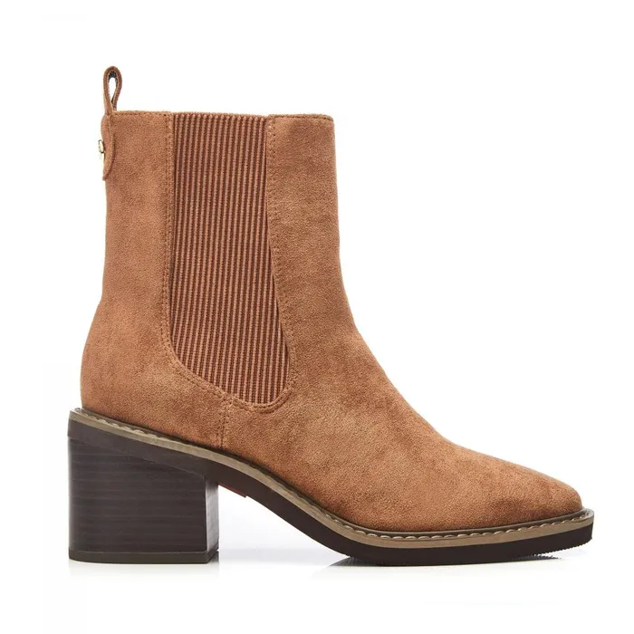 Women Moda In Pelle Heeled And Wedge Boots Calliope Tan Alcantara