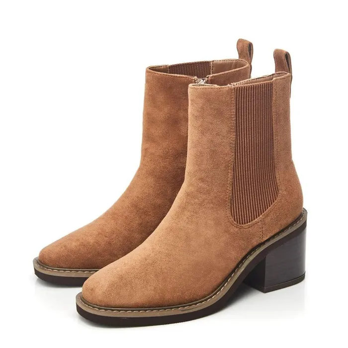 Women Moda In Pelle Heeled And Wedge Boots Calliope Tan Alcantara