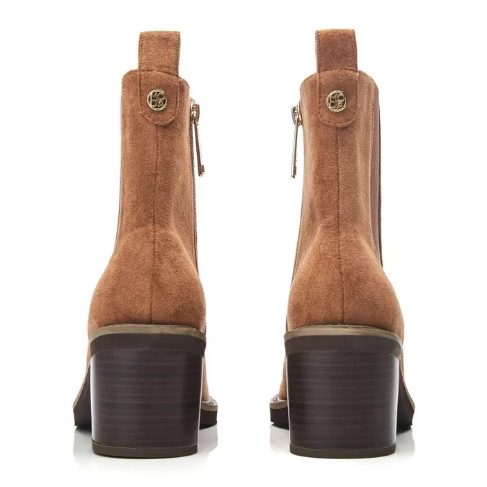 Women Moda In Pelle Heeled And Wedge Boots Calliope Tan Alcantara