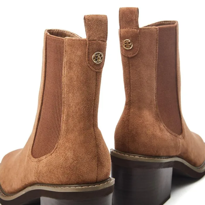 Women Moda In Pelle Heeled And Wedge Boots Calliope Tan Alcantara