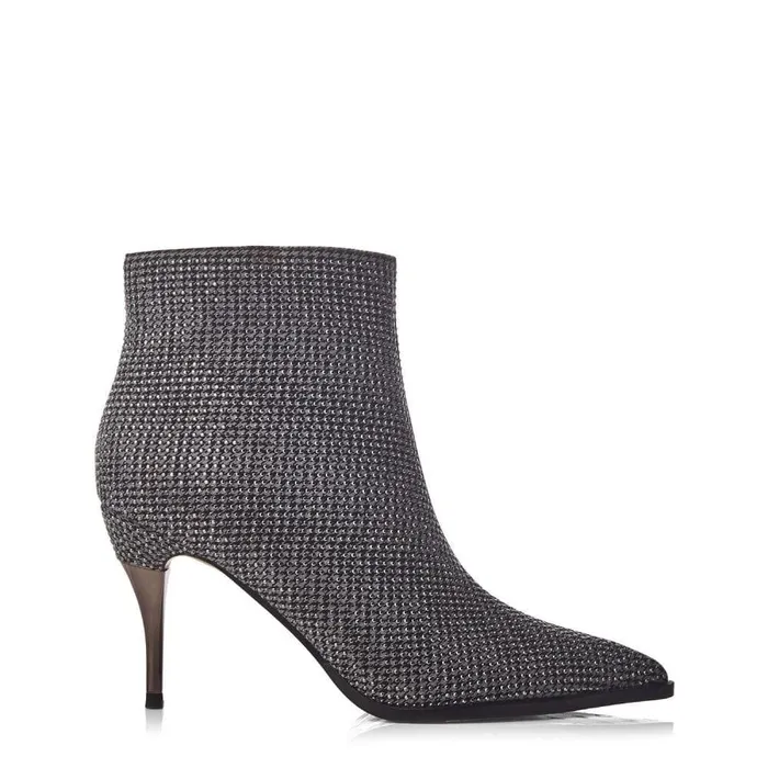 Women Moda In Pelle Heeled And Wedge Boots Keri Monochrome Textile