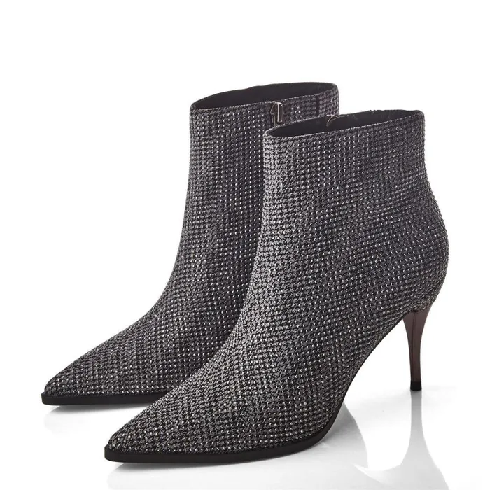 Women Moda In Pelle Heeled And Wedge Boots Keri Monochrome Textile
