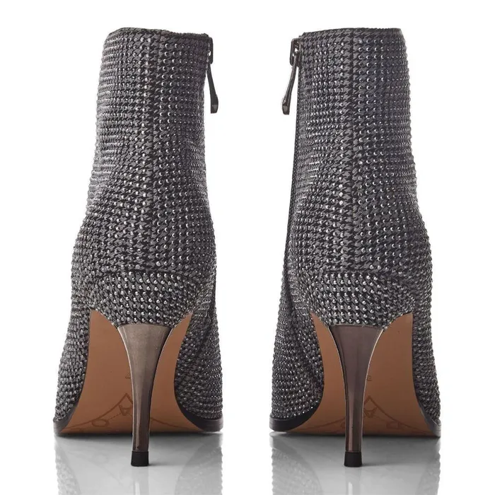 Women Moda In Pelle Heeled And Wedge Boots Keri Monochrome Textile