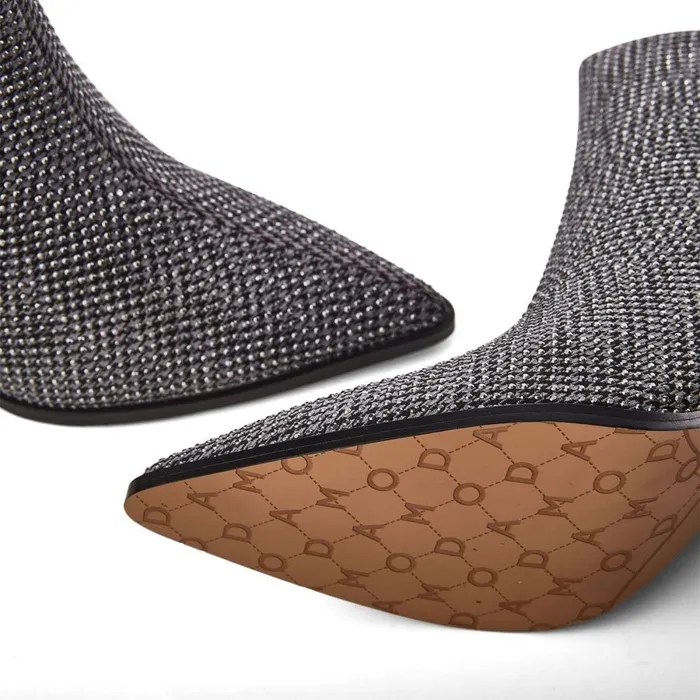 Women Moda In Pelle Heeled And Wedge Boots Keri Monochrome Textile