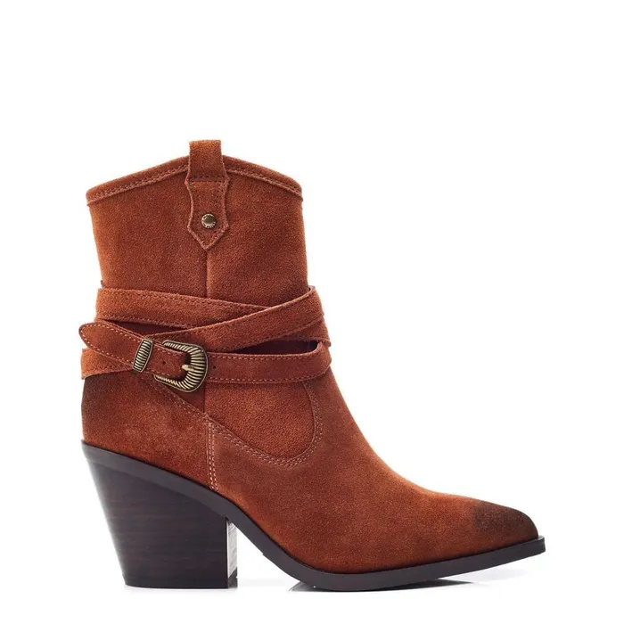 Women Moda In Pelle Heeled And Wedge Boots Malatrex Dark Tan Suede