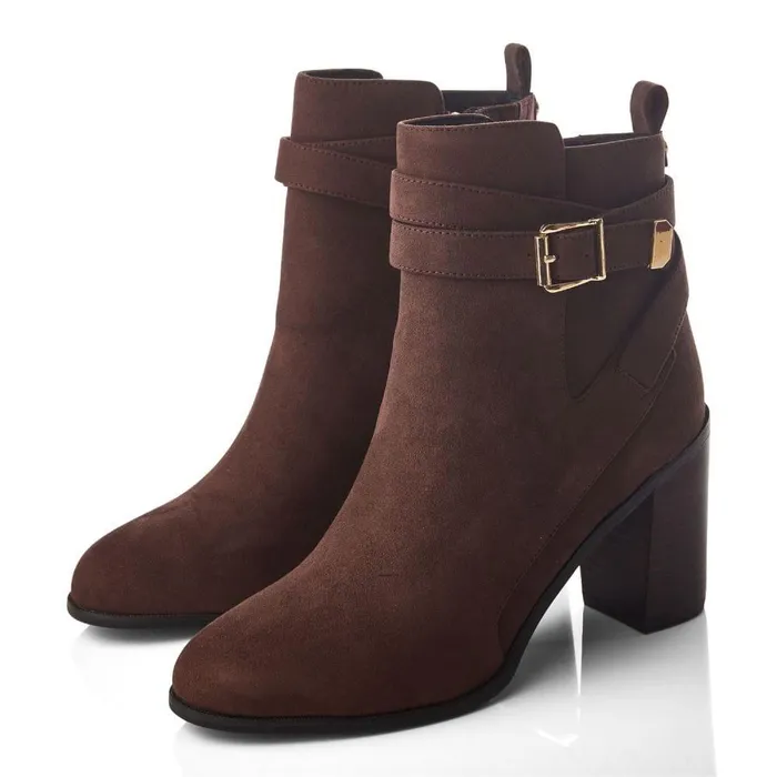 Women Moda In Pelle Heeled And Wedge Boots Marilena Dark Brown Alcantara