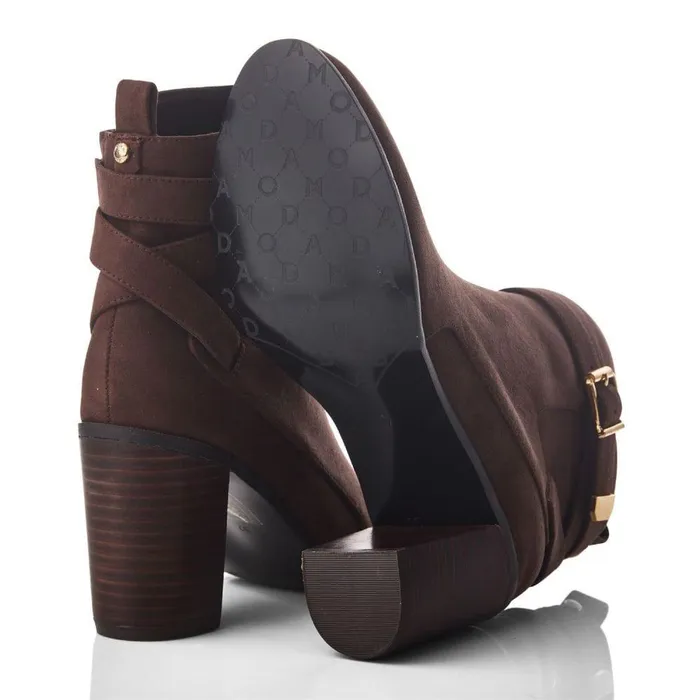 Women Moda In Pelle Heeled And Wedge Boots Marilena Dark Brown Alcantara