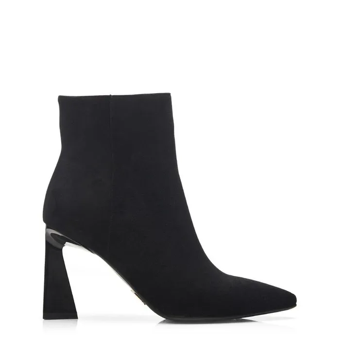 Women Moda In Pelle Heeled And Wedge Boots Narya Black Alcantara