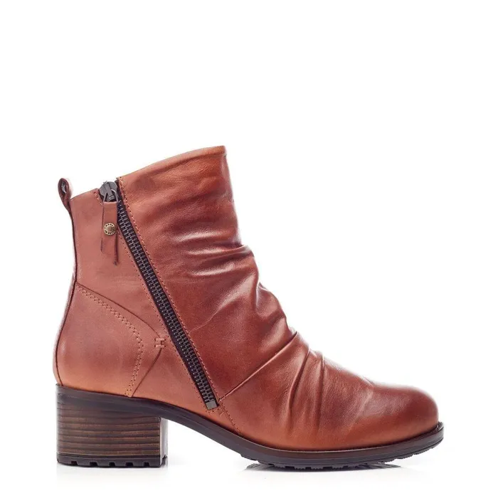 Women Moda In Pelle Heeled And Wedge Boots Onika Tan Leather