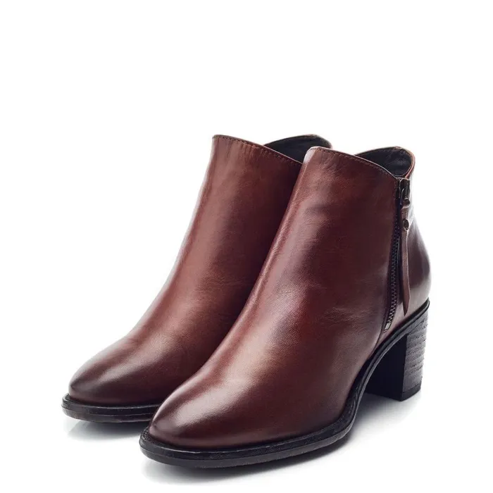 Women Moda In Pelle Heeled And Wedge Boots Orpie Tan Leather