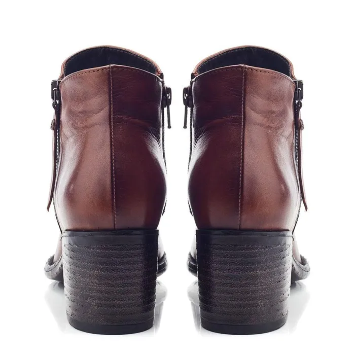Women Moda In Pelle Heeled And Wedge Boots Orpie Tan Leather