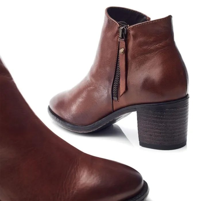 Women Moda In Pelle Heeled And Wedge Boots Orpie Tan Leather
