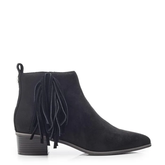 Women Moda In Pelle Heeled And Wedge Boots Pichon Black Alcantara