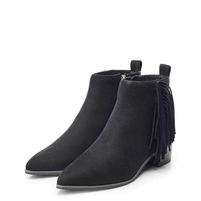 Women Moda In Pelle Heeled And Wedge Boots Pichon Black Alcantara
