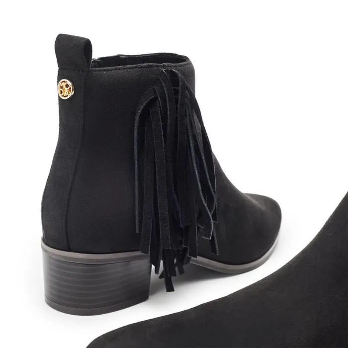 Women Moda In Pelle Heeled And Wedge Boots Pichon Black Alcantara