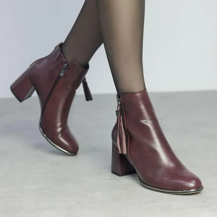 Women Moda In Pelle Heeled And Wedge Boots Pypa Burgundy Porvair