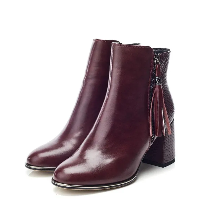 Women Moda In Pelle Heeled And Wedge Boots Pypa Burgundy Porvair