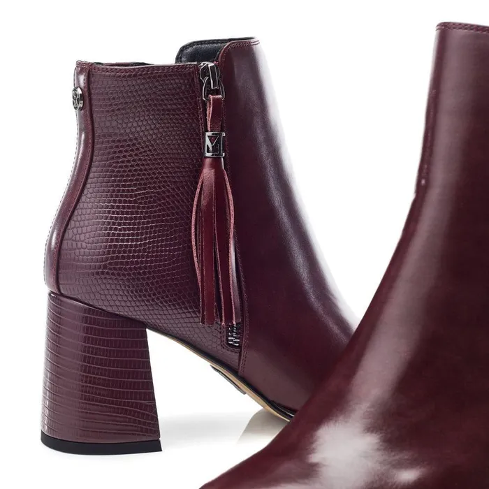 Women Moda In Pelle Heeled And Wedge Boots Pypa Burgundy Porvair