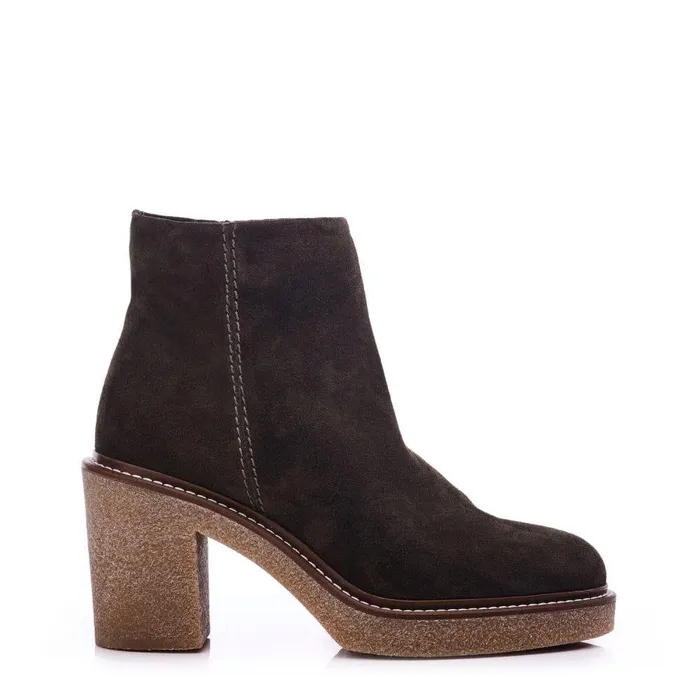Women Moda In Pelle Heeled And Wedge Boots Shoon Sh Casero Olive Suede