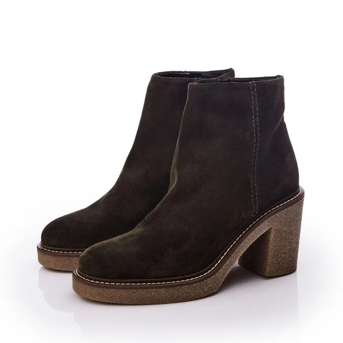 Women Moda In Pelle Heeled And Wedge Boots Shoon Sh Casero Olive Suede