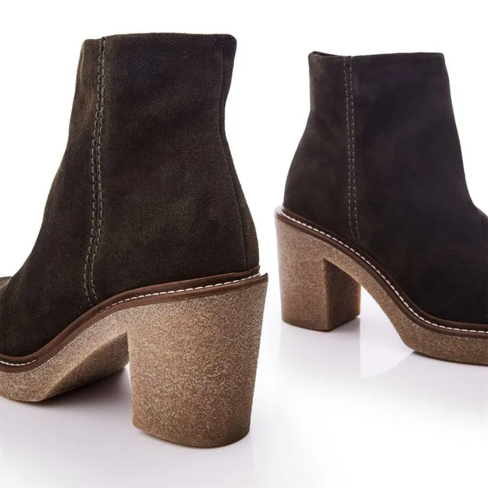 Women Moda In Pelle Heeled And Wedge Boots Shoon Sh Casero Olive Suede