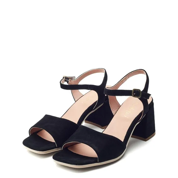 Women Moda In Pelle Heeled Sandals Bsoleful BMiresca Black Suede