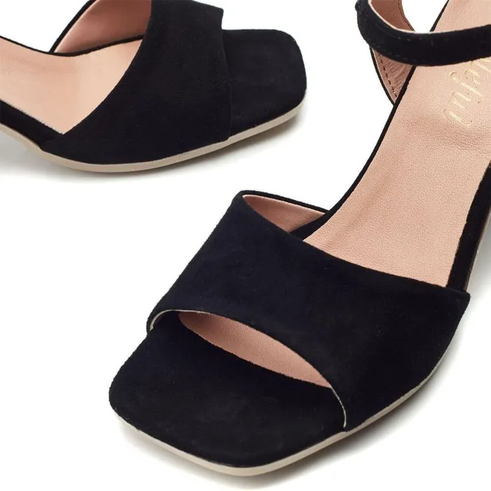 Women Moda In Pelle Heeled Sandals Bsoleful BMiresca Black Suede