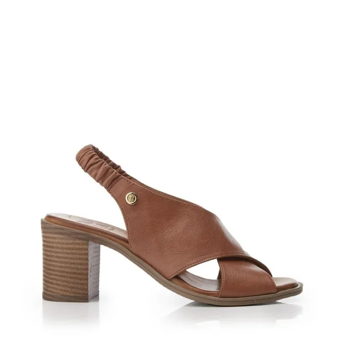 Women Moda In Pelle Heeled Sandals Lasandra Tan Leather