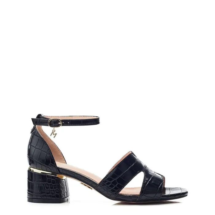 Women Moda In Pelle Heeled Sandals Nafiah Black Porvair