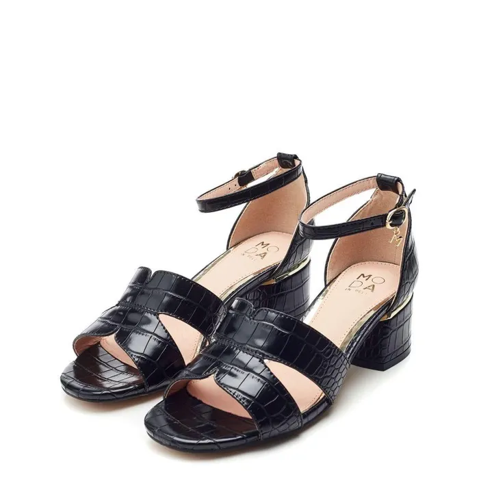 Women Moda In Pelle Heeled Sandals Nafiah Black Porvair