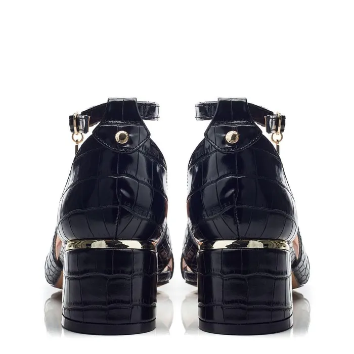 Women Moda In Pelle Heeled Sandals Nafiah Black Porvair