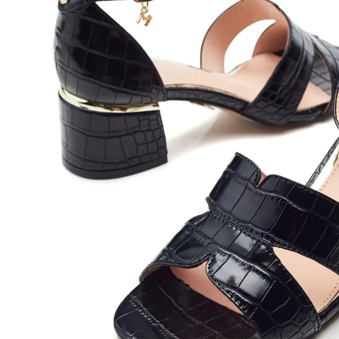 Women Moda In Pelle Heeled Sandals Nafiah Black Porvair