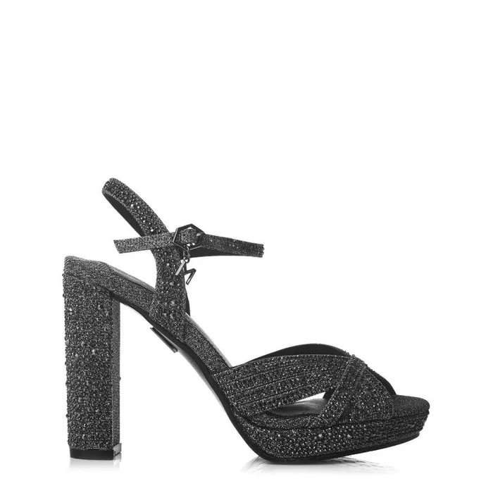 Women Moda In Pelle High Heel Shoes Supernova Pewter Textile