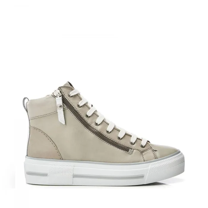 Women Moda In Pelle HighTop Trainers Annaken Light Grey Leather