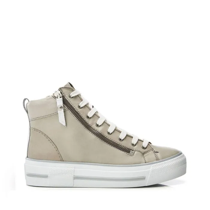 Women Moda In Pelle HighTop Trainers Annaken Light Grey Leather
