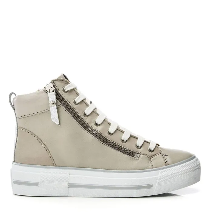 Women Moda In Pelle HighTop Trainers Annaken Light Grey Leather