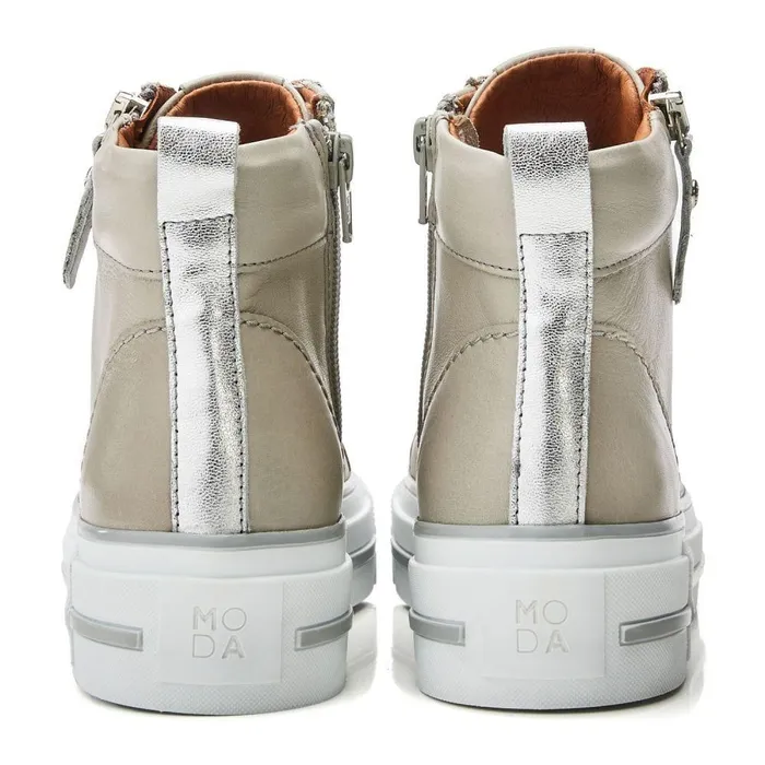 Women Moda In Pelle HighTop Trainers Annaken Light Grey Leather