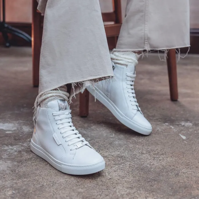 Women Moda In Pelle HighTop Trainers Aya White Nappa