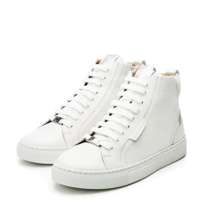 Women Moda In Pelle HighTop Trainers Aya White Nappa