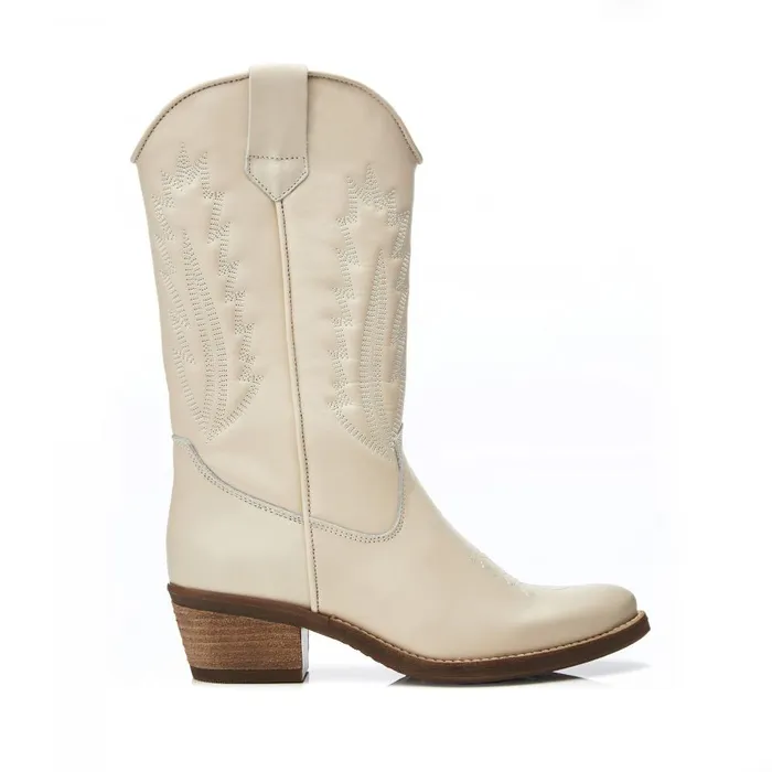 Women Moda In Pelle MidCalf Boots Fanntine Cream Leather