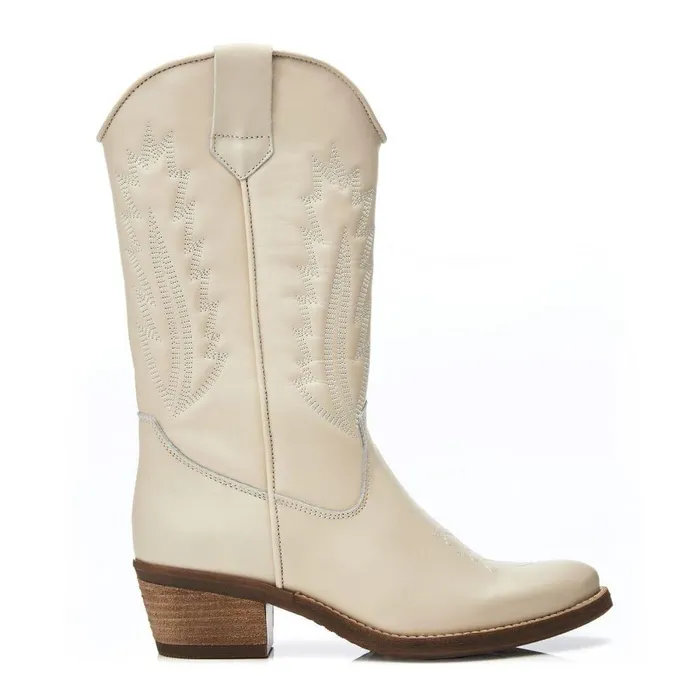 Women Moda In Pelle MidCalf Boots Fanntine Cream Leather